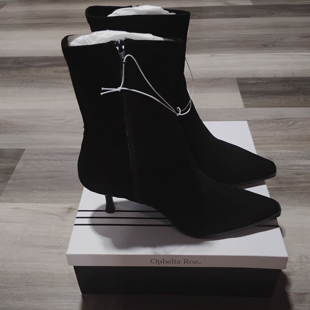 New Women's Ophelia Roe Black Andie Boot Size 11 M Faux Suede